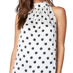 NWT Liverpool Sz M Black&White Polkadot halter tank